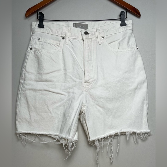 Everlane The Rigid Way High Waist Ivory White Denim Short Button Fly Women 29 - Picture 1 of 10